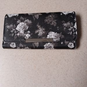 Black floral wallet.